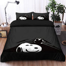 Snoopy Peek Under The Blanket Gray Bedding Set