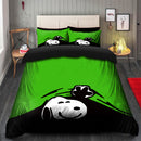 Snoopy Peek Under The Blanket Green Bedding Set