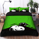 Snoopy Peek Under The Blanket Green Bedding Set