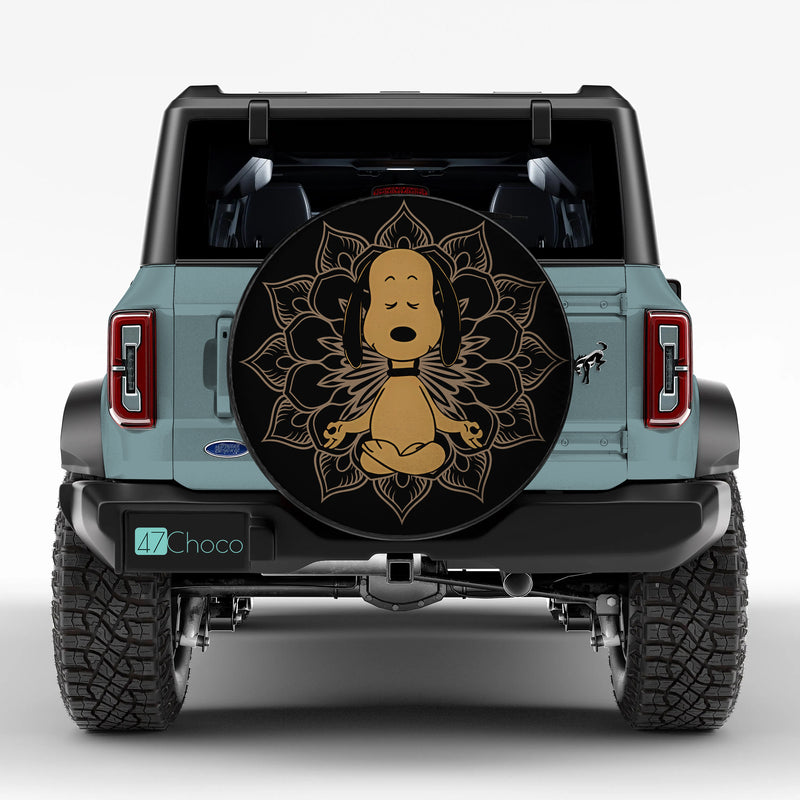 Mandala Meditating Snoopy Yoga Jeep Car Spare Tire Cover