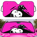 Snoopy Peek Under The Blanket Pink Car Auto Sunshades