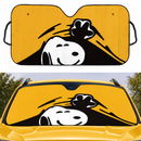 Snoopy Peek Under The Blanket Yellow Car Auto Sunshades