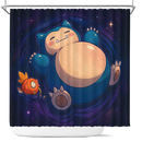 Snorlax And Magikarp Pokemon Dreamy Shower Curtain
