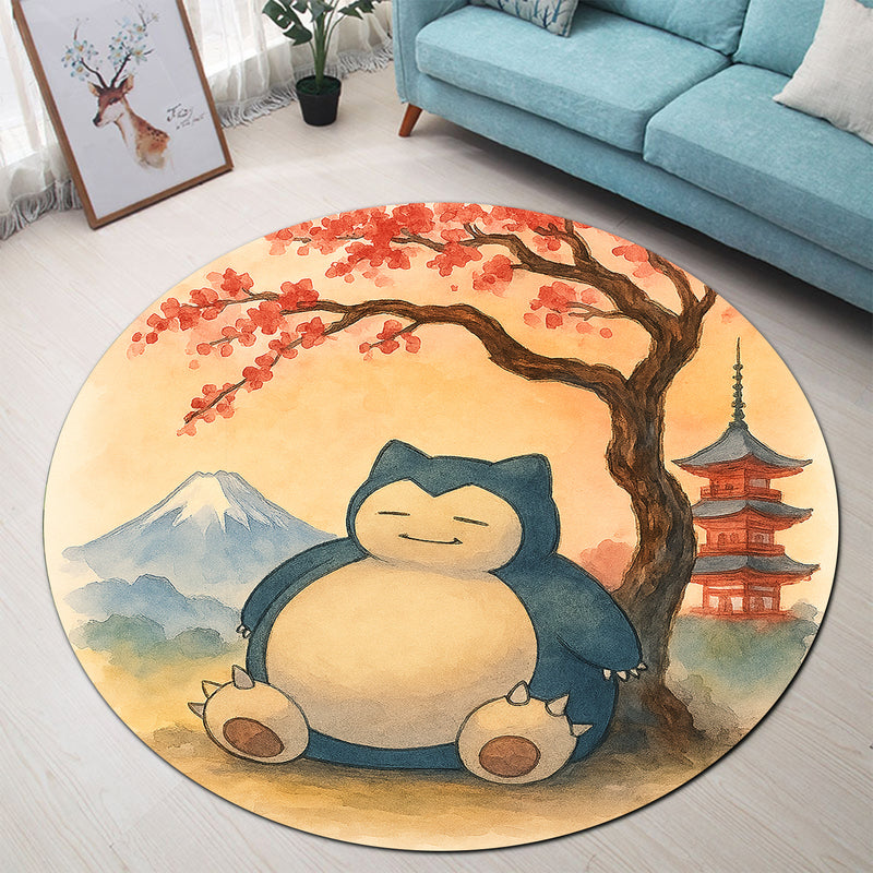 Snorlax Pokemon Japan Autumn Round Rug