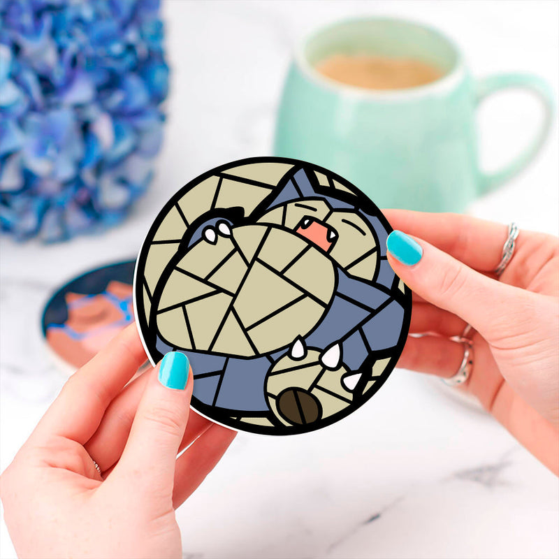 Snorlax Pokemon Stained Glass Decor Coaster - Gift Idea