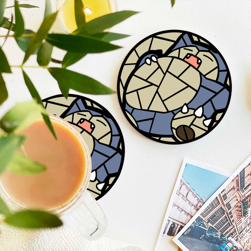 Snorlax Pokemon Stained Glass Decor Coaster - Gift Idea