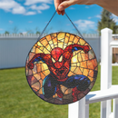 Spiderman Round Stained Glass Suncatcher
