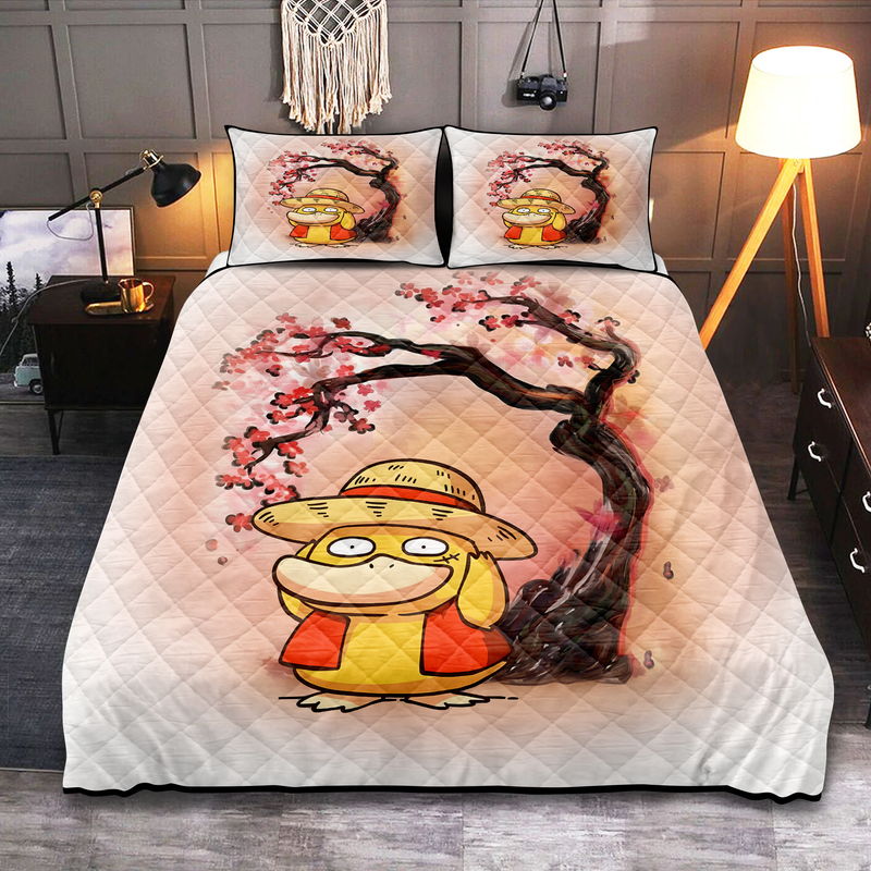 Spyduck Luffy Pokemon Cherry Blossom Quilt Bed Sets
