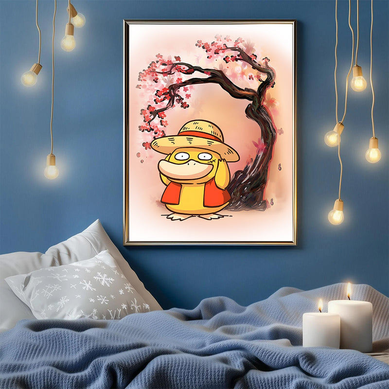 Spyduck Luffy Pokemon Anime Cherry Blossom Japan - Living Room - Canvas Wall Art - Print - Wall Decor