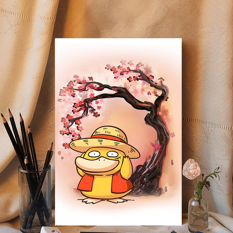 Spyduck Luffy Pokemon Anime Cherry Blossom Japan - Living Room - Canvas Wall Art - Print - Wall Decor