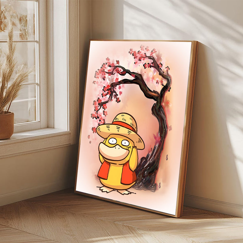 Spyduck Luffy Pokemon Anime Cherry Blossom Japan - Living Room - Canvas Wall Art - Print - Wall Decor