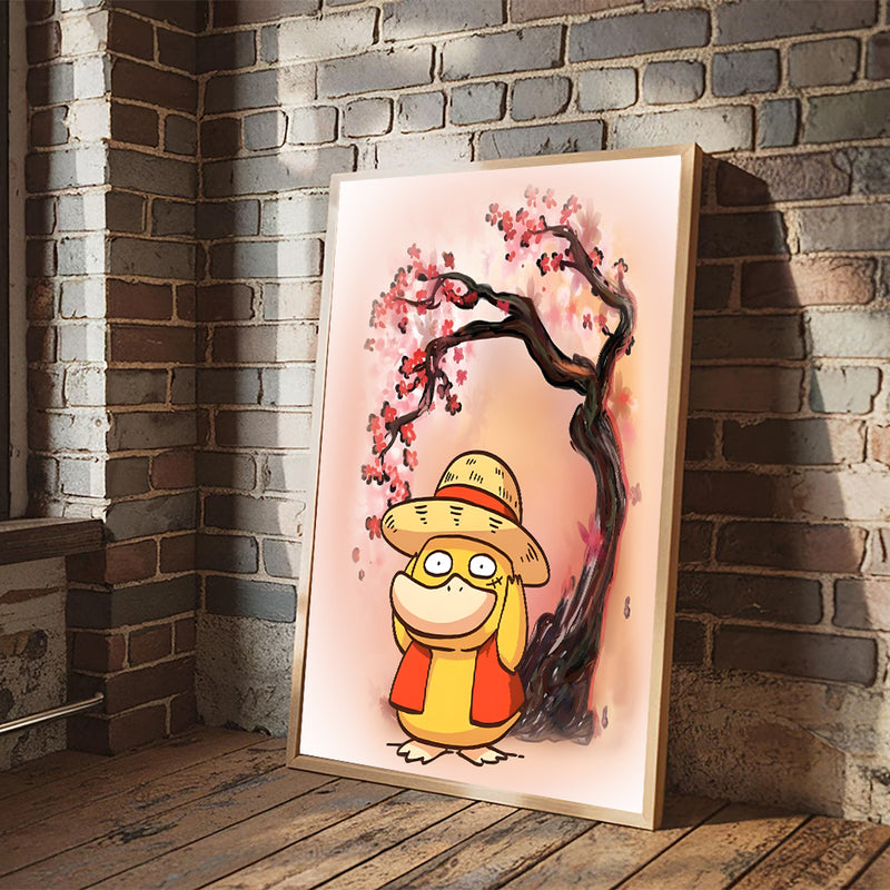 Spyduck Luffy Pokemon Anime Cherry Blossom Japan - Living Room - Canvas Wall Art - Print - Wall Decor