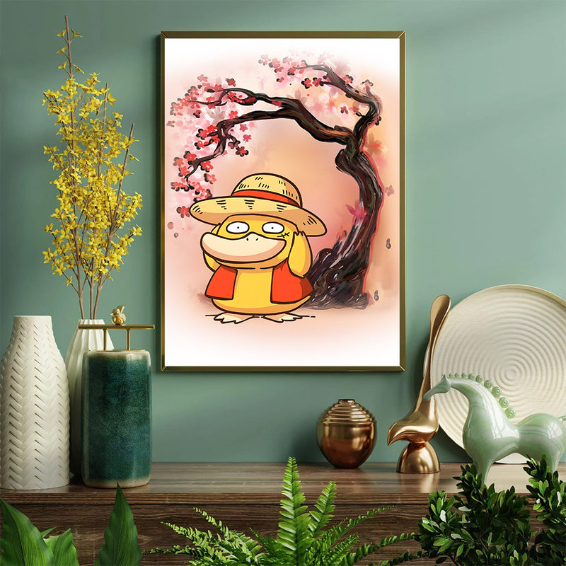 Spyduck Luffy Pokemon Anime Cherry Blossom Japan - Living Room - Canvas Wall Art - Print - Wall Decor