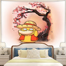 Spyduck Luffy Pokemon Cherry Blossom Tapestry