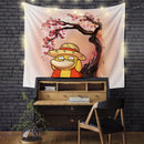 Spyduck Luffy Pokemon Cherry Blossom Tapestry
