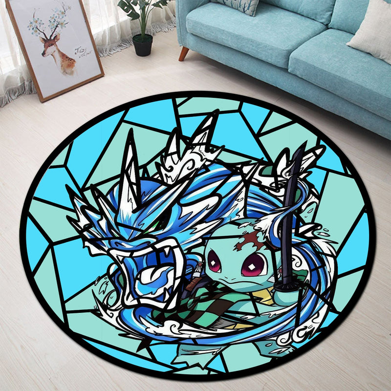 Squirtle Giyu Pokemon Stained Glass Round Rug