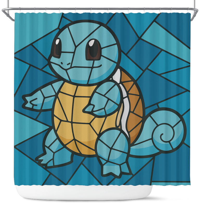 Squirtle Pokemon Stained Glass Shower Curtain