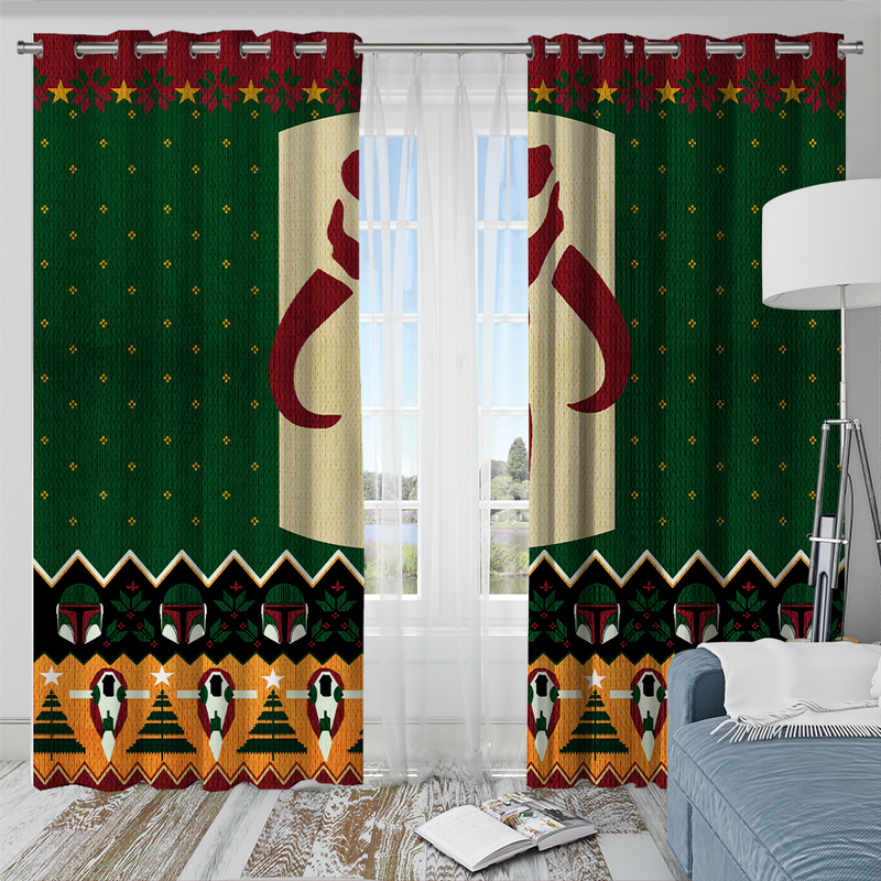 Star Wars Mandalorian Christmas Window Curtain