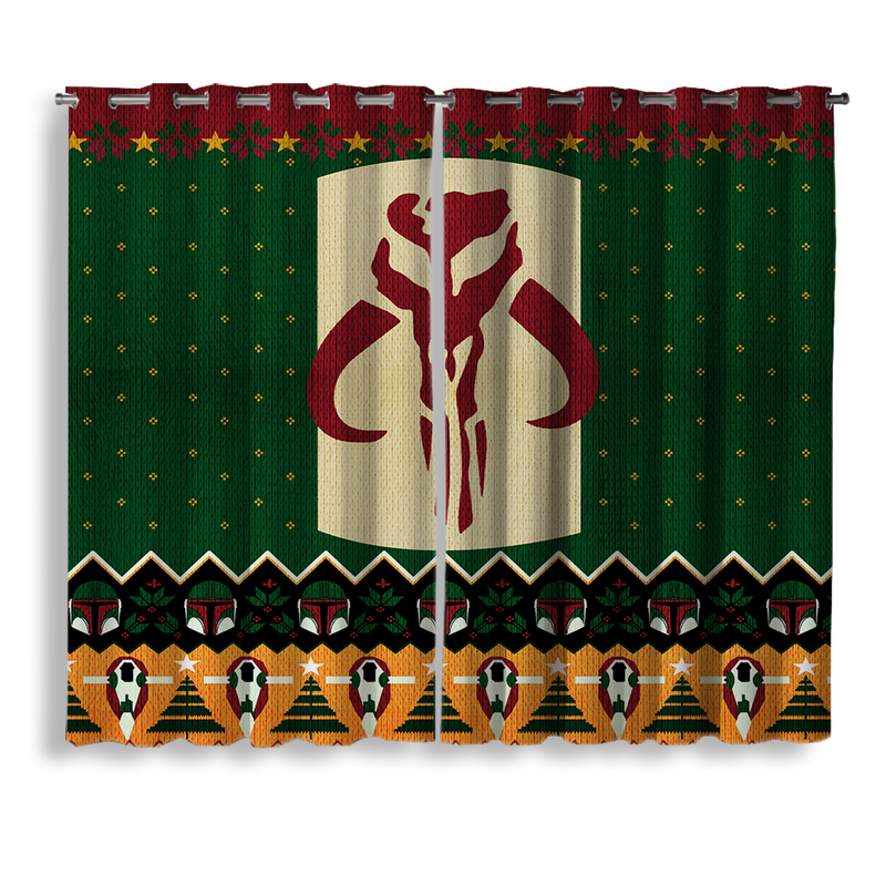 Star Wars Mandalorian Christmas Window Curtain