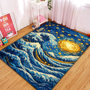 Starry Night Waves Over Kanagawa Rectangular Area Rug