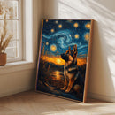 Starry Night German Shepherd Puppy - Living Room - Canvas Wall Art - Print - Wall Decor