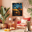 Starry Night German Shepherd Puppy - Living Room - Canvas Wall Art - Print - Wall Decor