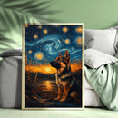 Starry Night German Shepherd Puppy - Living Room - Canvas Wall Art - Print - Wall Decor