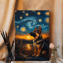 Starry Night German Shepherd Puppy - Living Room - Canvas Wall Art - Print - Wall Decor