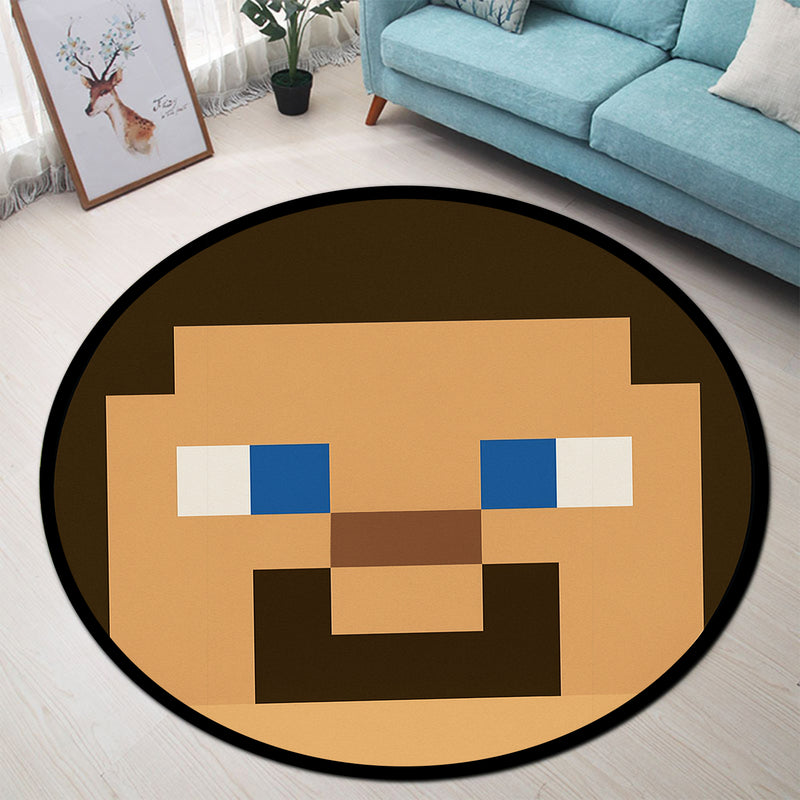 Steve Face Pixel Round Rug