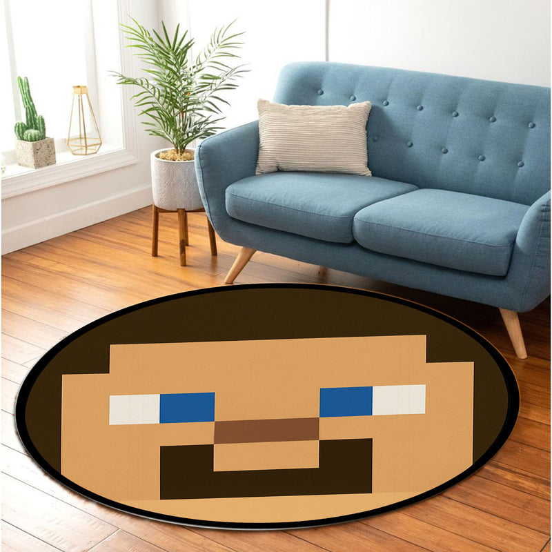 Steve Face Pixel Round Rug