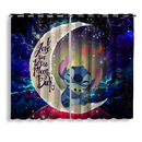 Stitch Hold Yoda Love You To The Moon Galaxy Window Curtain