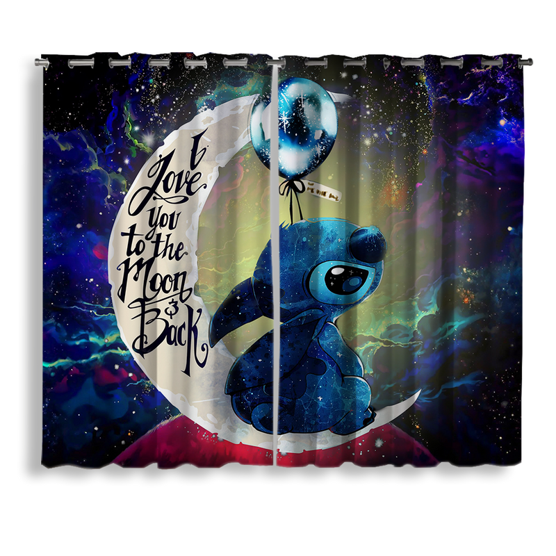 Stitch Love You To The Moon Galaxy Window Curtain