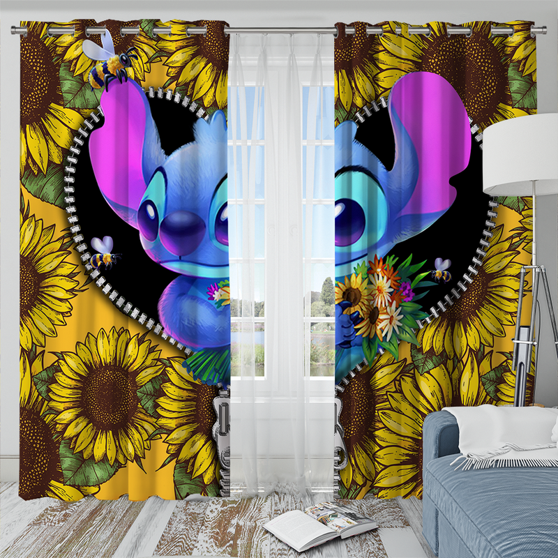 Stitch Sunflower Zipper Window Curtain