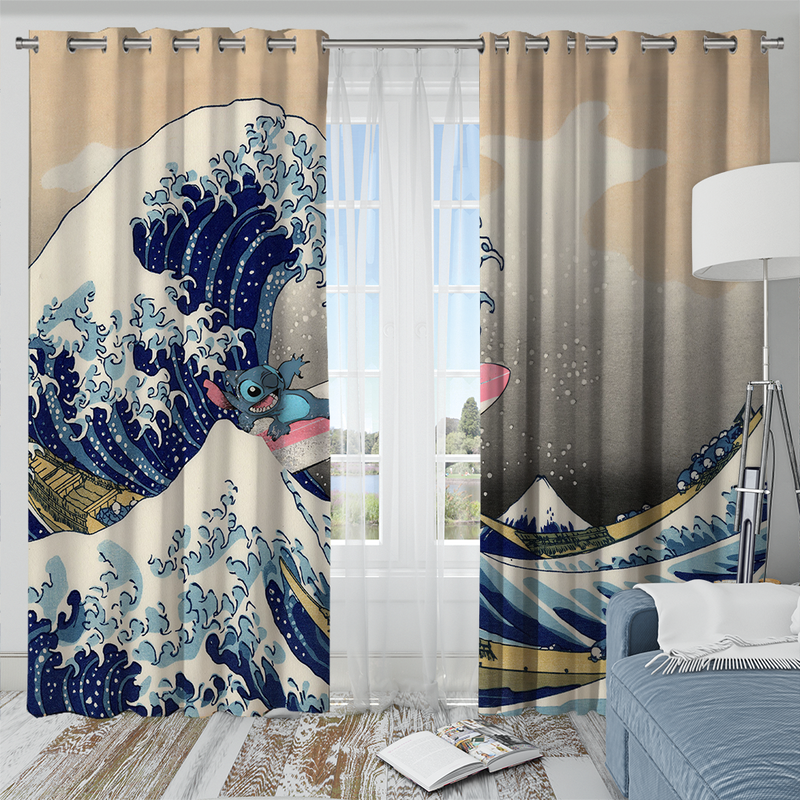 Stitch The Great Wave Japan Window Curtain