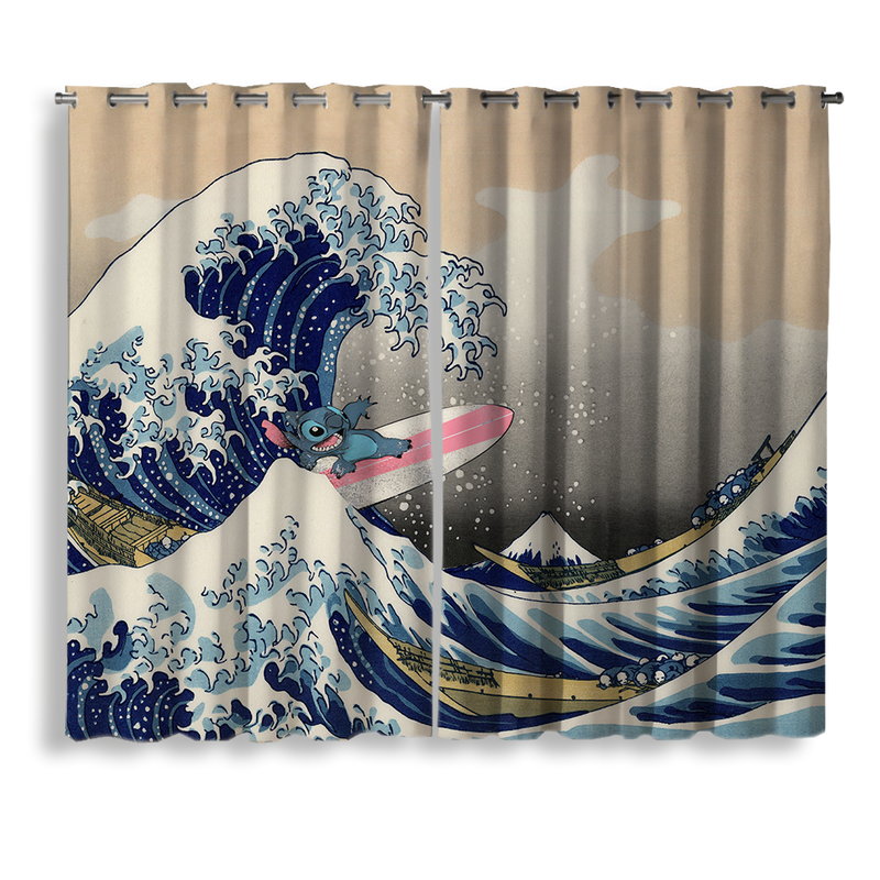 Stitch The Great Wave Japan Window Curtain