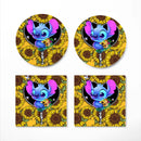 Stitch Cute Sunflower Zipper Ceramic Decor Coaster - Gift Idea