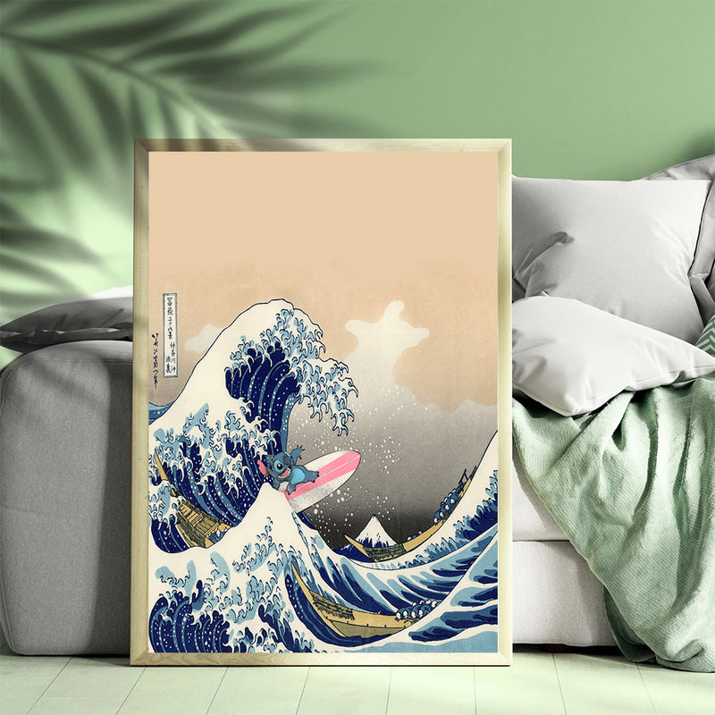 Stitch The Great Wave Japan - Living Room - Canvas Wall Art - Print - Wall Decor