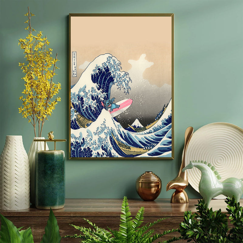 Stitch The Great Wave Japan - Living Room - Canvas Wall Art - Print - Wall Decor