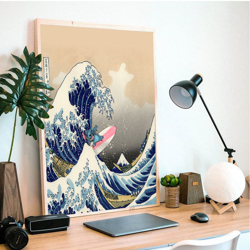 Stitch The Great Wave Japan - Living Room - Canvas Wall Art - Print - Wall Decor