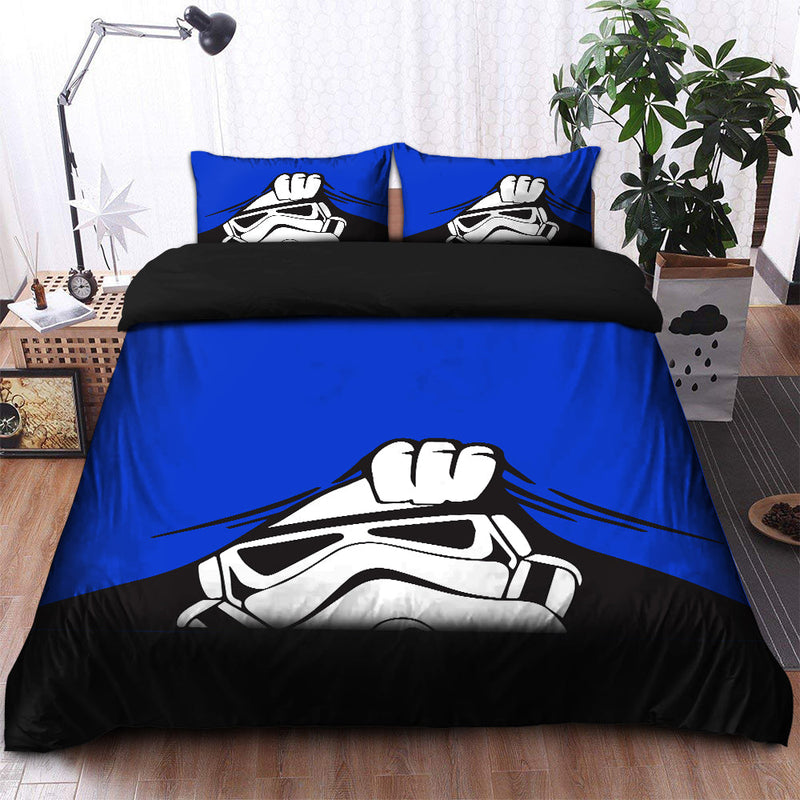 Stormtrooper Peek Under The Blanket Blue Bedding Set