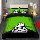 Stormtrooper Peek Under The Blanket Green Bedding Set