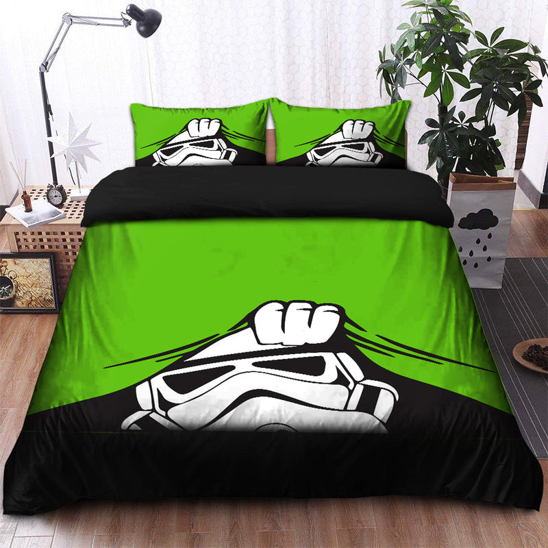 Stormtrooper Peek Under The Blanket Green Bedding Set