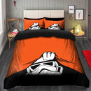 Stormtrooper Peek Under The Blanket Orange Bedding Set