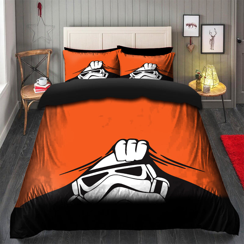 Stormtrooper Peek Under The Blanket Orange Bedding Set