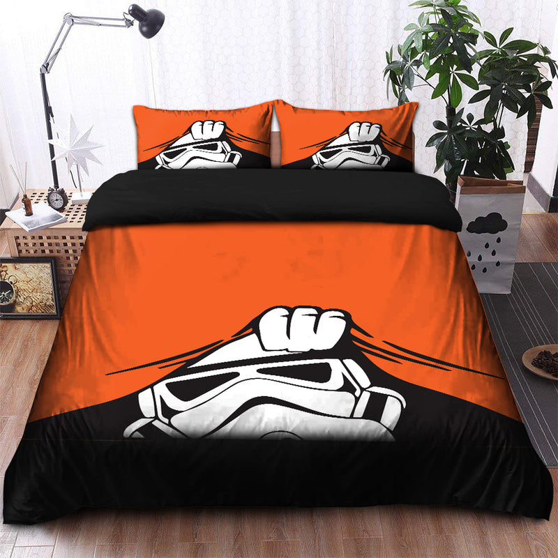 Stormtrooper Peek Under The Blanket Orange Bedding Set