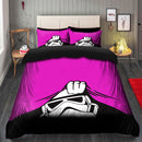Stormtrooper Peek Under The Blanket Pink Bedding Set