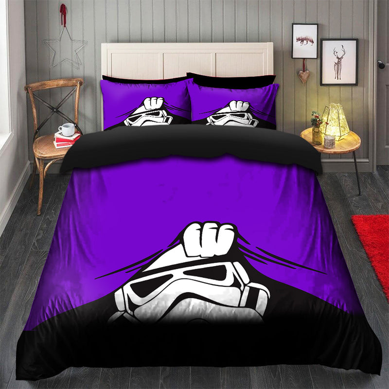 Stormtrooper Peek Under The Blanket Purple Bedding Set