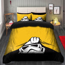 Stormtrooper Peek Under The Blanket Yellow Bedding Set