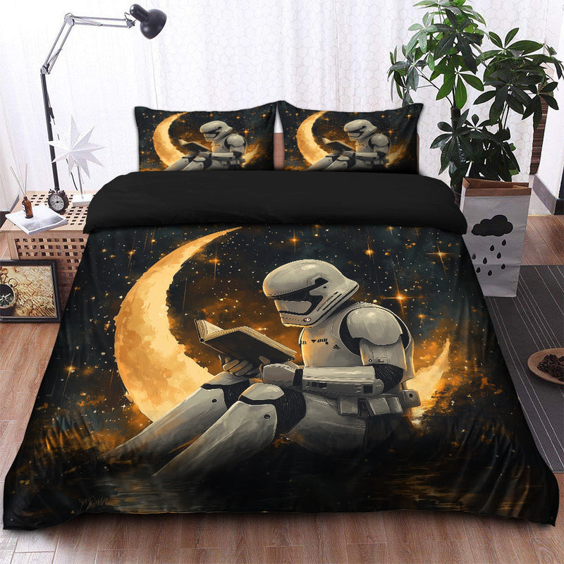 Stormtrooper Reading On A Crescent Moon Bedding Set Duvet Cover And 2 Pillowcases