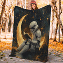 Stormtrooper Reading On A Crescent Moon Premium Blanket